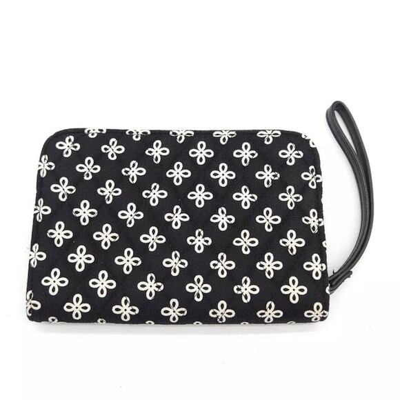 Vera Bradley Zip Around Accordion Phone Wallet Wristlet Concerto Black‎ White - Picture 2 of 3